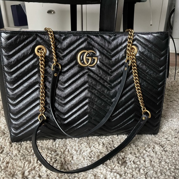 🔴 SOLD 🔴 Gucci GG Marmont Metelasse Leather Chevron Shoulder Tote - Picture 4 of 16